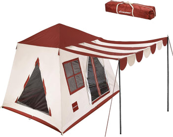 EchoSmile 5-Person Black and Orange Pop Up Camping Tent